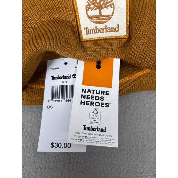 Timberland Women's Classic Tonal Patch Cuffed Beanie One Size Wheat (Brown) NWTs - Picture 4 of 6